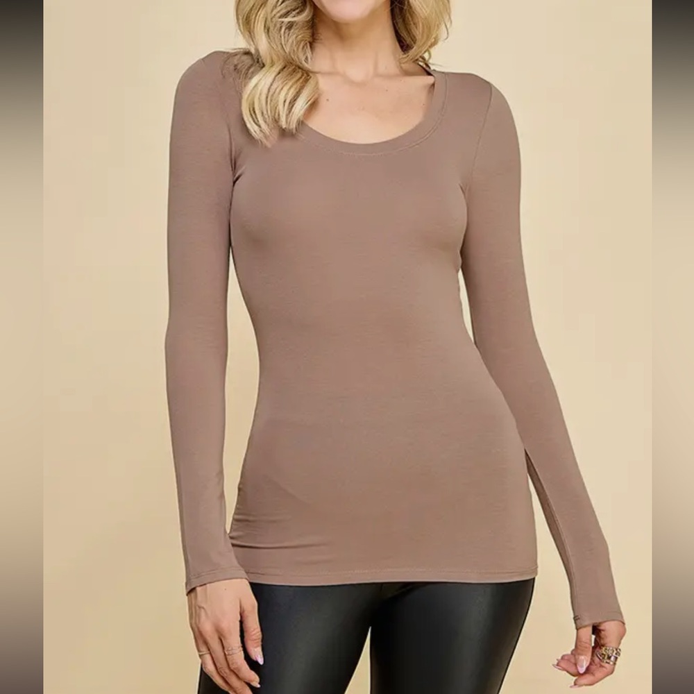 ShopEvelynne Taupe Long Sleeve Top